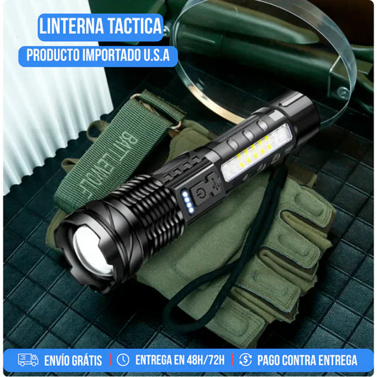 Linterna LED Super Luminosa con Zoom Telescópico de largo alcance