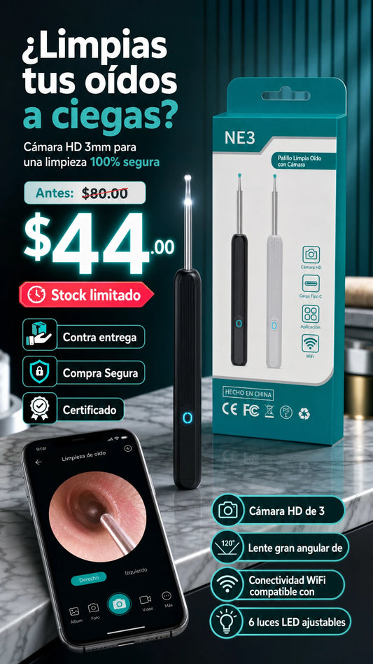 Palillo Limpia Oídos con Cámara HD NE3