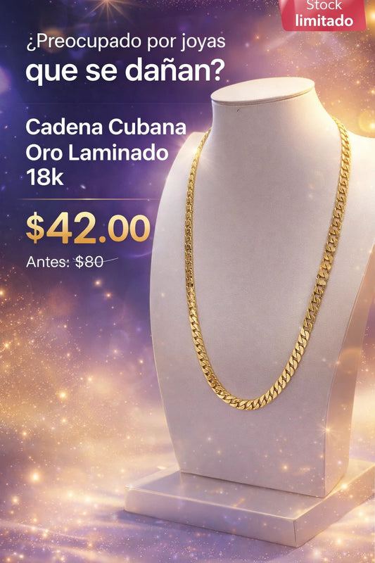 CADENA CUBANA ORO LAMINADO 18k VHL
