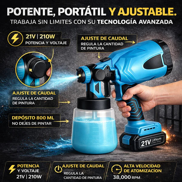 MasterSpray- Pistola Pulverizadora Inalambrica | Pinta cualquier superficie fácil y rápido