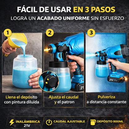 MasterSpray- Pistola Pulverizadora Inalambrica | Pinta cualquier superficie fácil y rápido