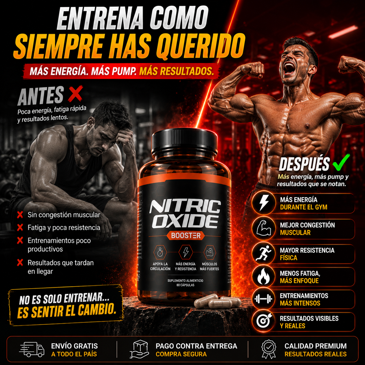 NITRIC OXIDE BOOSTER™ Más energía, mejor pump y entrenamientos que sí se sienten.