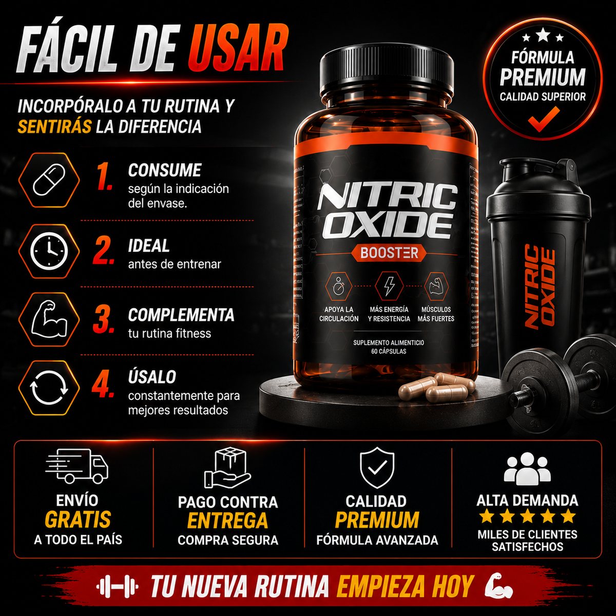 NITRIC OXIDE BOOSTER™ Más energía, mejor pump y entrenamientos que sí se sienten.
