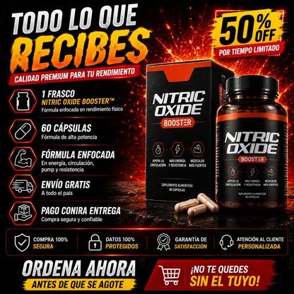 NITRIC OXIDE BOOSTER™ Más energía, mejor pump y entrenamientos que sí se sienten.
