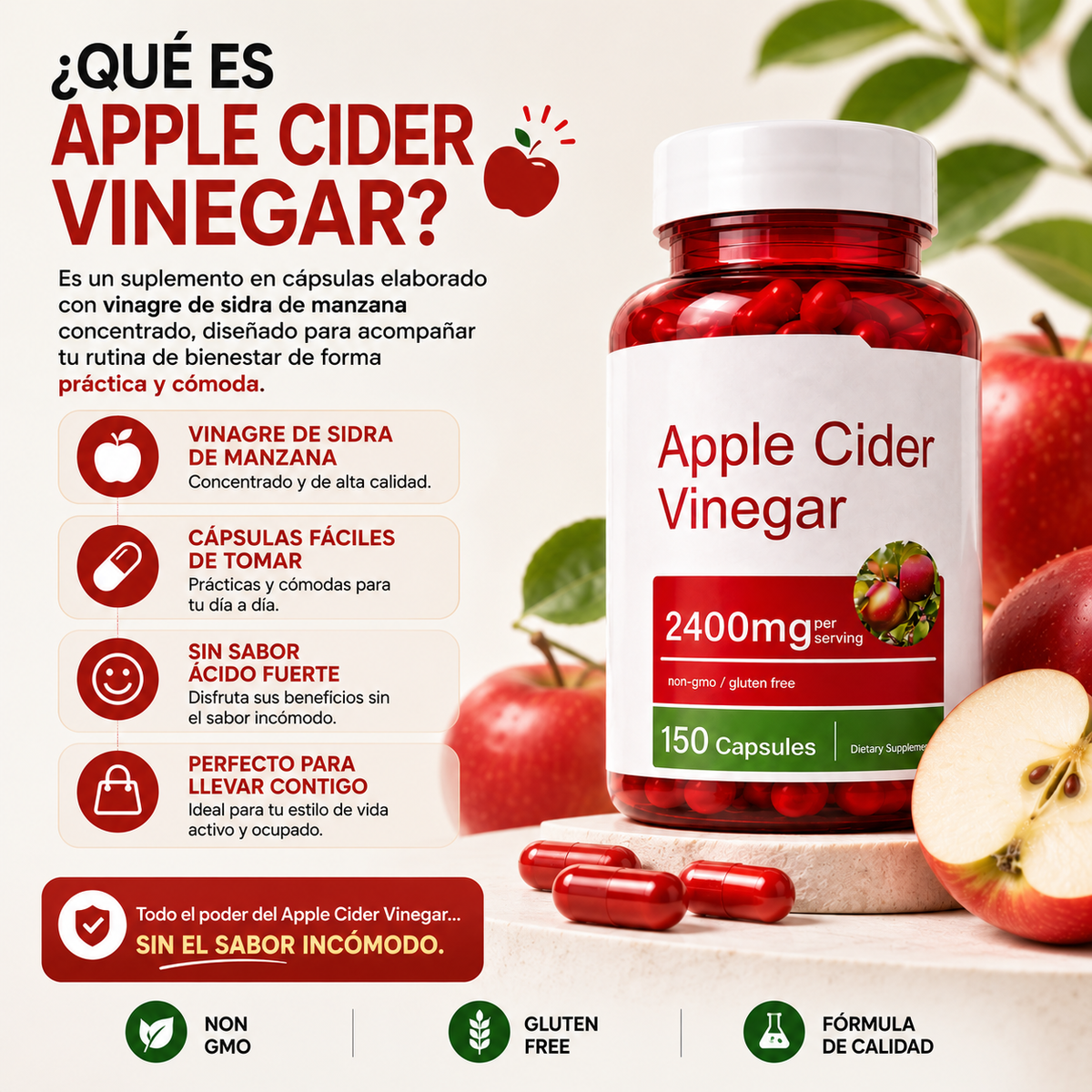 APPLE CIDER VINEGAR  🍎 La forma práctica de incluir vinagre de manzana en tu rutina wellness diaria
