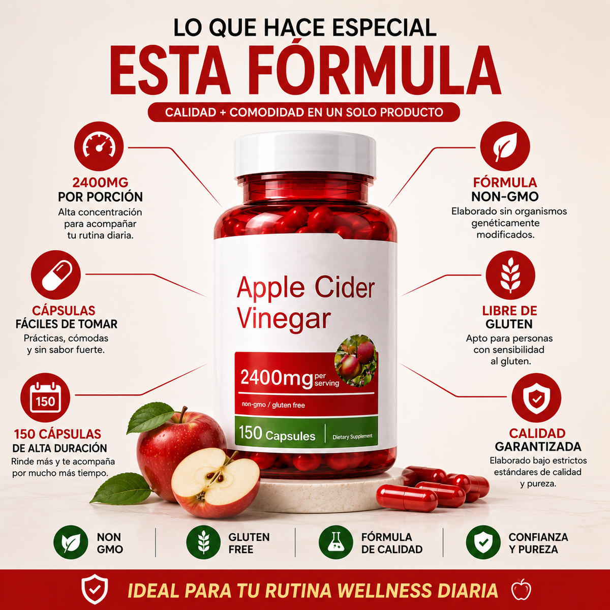 APPLE CIDER VINEGAR  🍎 La forma práctica de incluir vinagre de manzana en tu rutina wellness diaria