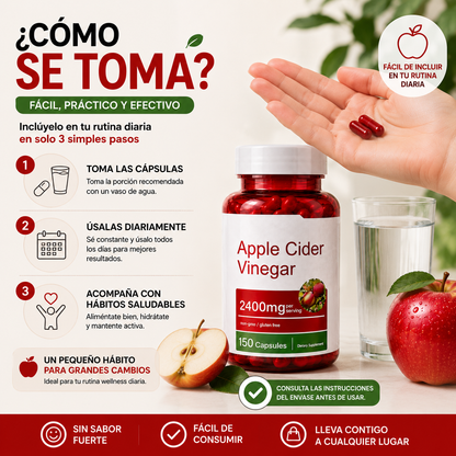 APPLE CIDER VINEGAR  🍎 La forma práctica de incluir vinagre de manzana en tu rutina wellness diaria