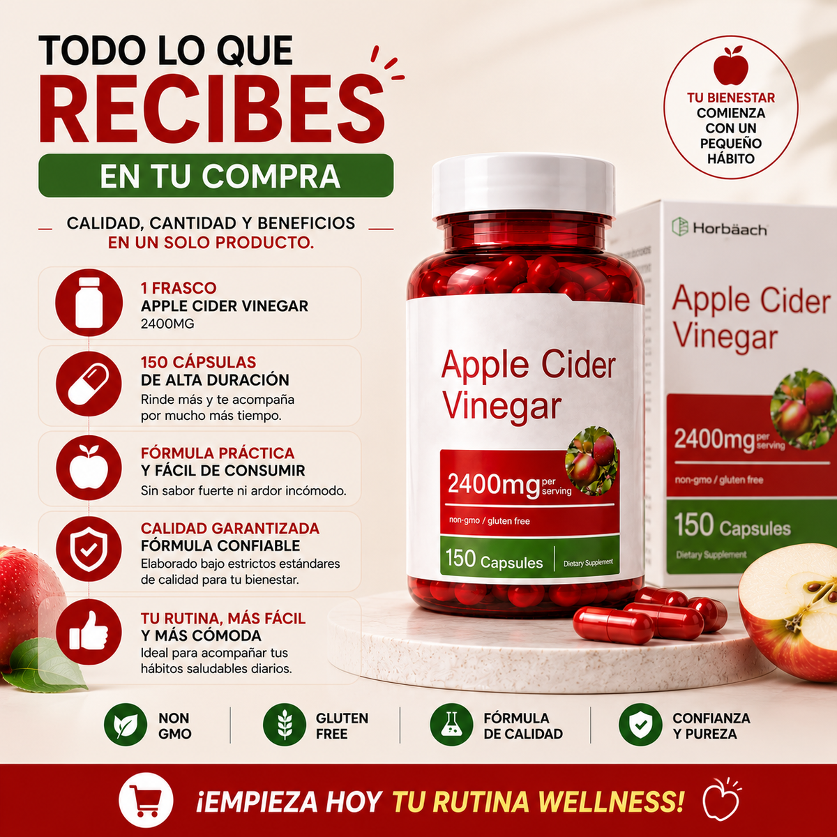 APPLE CIDER VINEGAR  🍎 La forma práctica de incluir vinagre de manzana en tu rutina wellness diaria