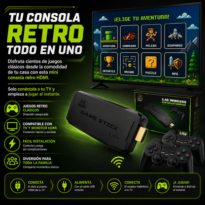 🎮 Game Stick™ Convierte tu TV en una consola de juegos