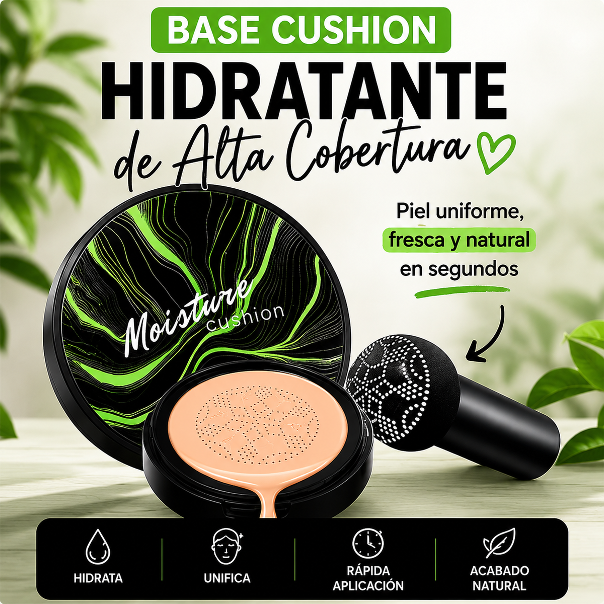 Moisture Cushion™ ✨ Base Cushion Hidratante de Alta Cobertura