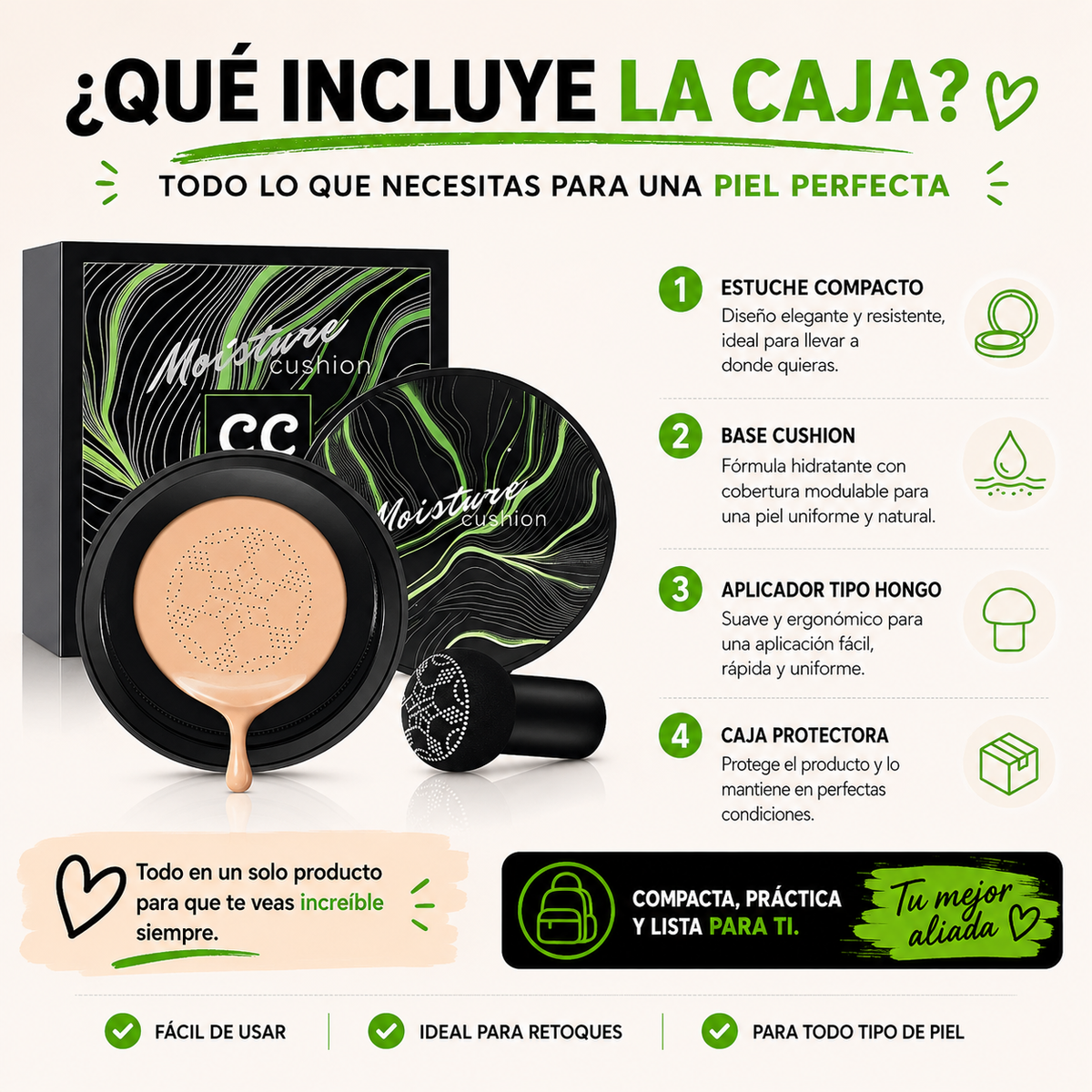 Moisture Cushion™ ✨ Base Cushion Hidratante de Alta Cobertura