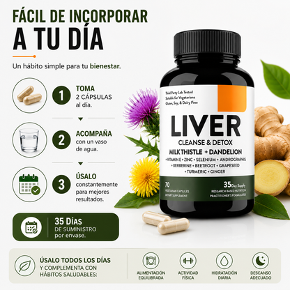 LIVER DETOX Fórmula Avanzada Para Complementar Tu Bienestar Diario