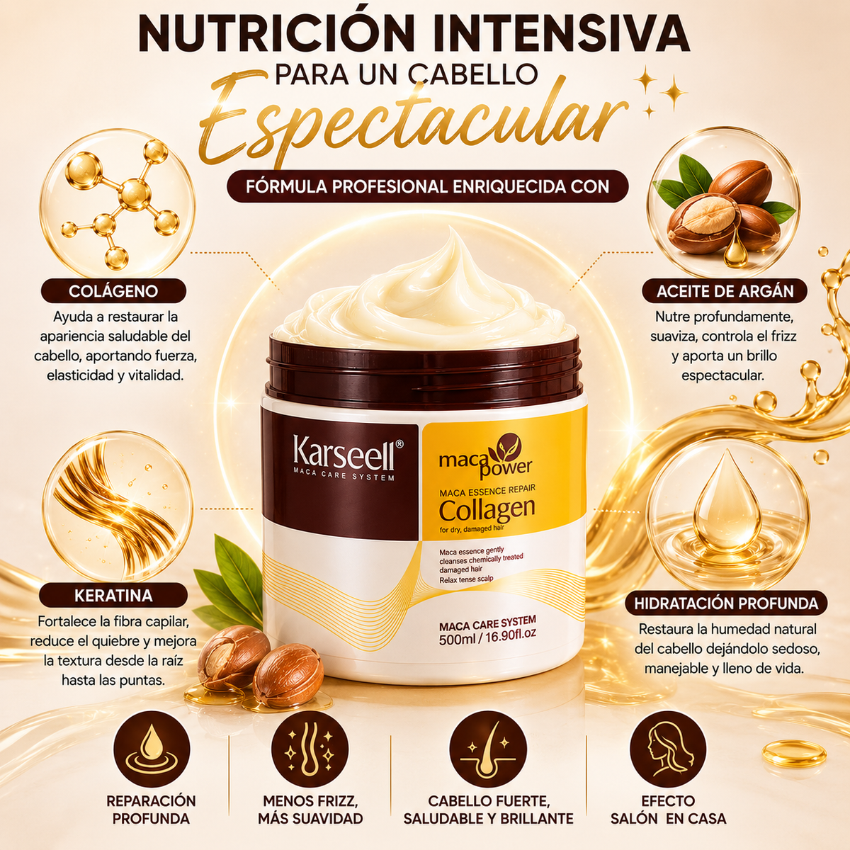 Karsell™ Repara el cabello seco, dañado y teñido desde el primer uso.