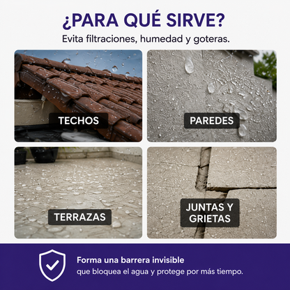 AGUACERO™️ Sellador impermeabilizante transparente Multisuperficies De Alta Duración.