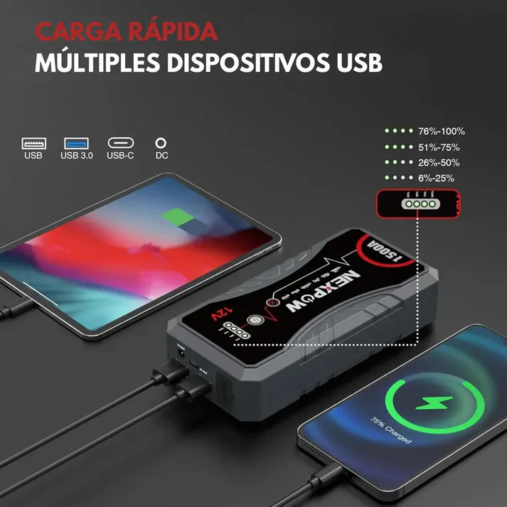 EnergyMax™PRO || Arrancador de Batería Con 11.000 mAh.